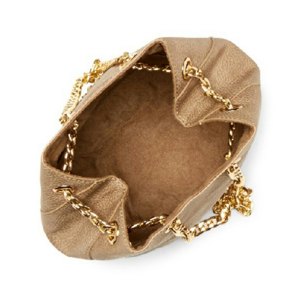 Maisie Bucket Crossbody Drawstring Purse; Taupe - Picture 3 of 7